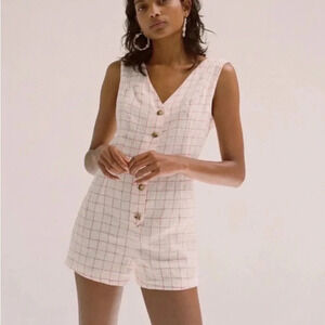 PALOMA WOOL Hawa Jumpsuit/Romper Size White Coral Check Size EU 4O/US 8